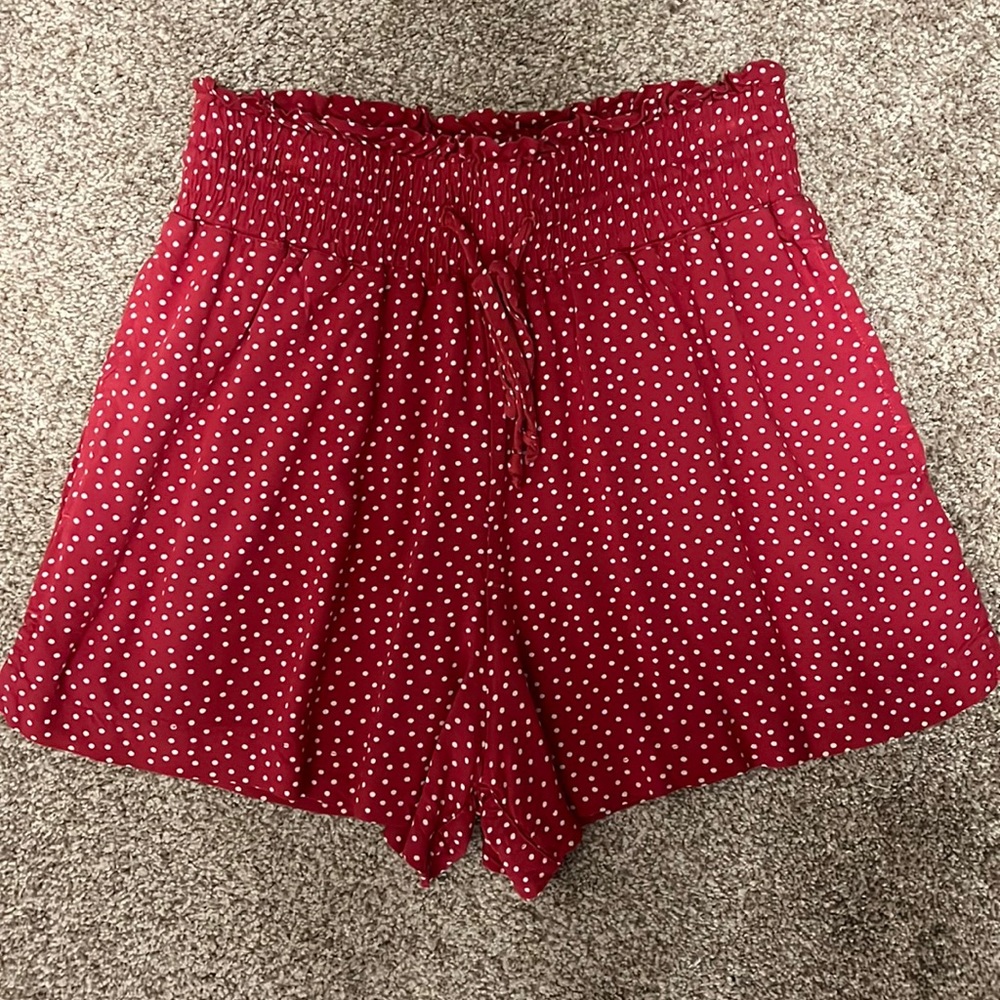 Red Polka Dot Abercrombie High Waisted Shorts
